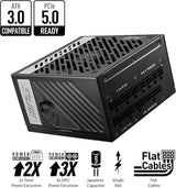 MSI PCIE 5 & ATX 3.0 Gaming Power Supply Full Modular 80 Plus Gold Certified 1000W Compact Size ATX PSU MPGA1000GPCIE5