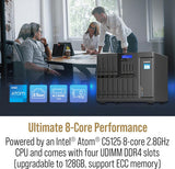 QNAP 16-Bay High-Performance Desktop NAS, Intel Atom C5125 8C/8T, 8 GB UDIMM DDR4 non-ECC RAM, 550W PSU TS-1655-8G-US