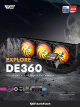 Darkflash DF-DE360-BK DE360 AIO ARGB Liquid Cooler, 360mm LCD Display  AMD AM5/AM4, Intel LGA1851/1700/1200,Black