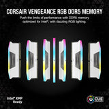 Corsair CMH32GX5M2E6000C36W VENGEANCE RGB DDR5 RAM 32GB (2x16GB) 6000MHz CL36 Intel XMP Desktop Computer Memory -White
