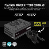 Corsair CP-9020281-NA HX1200i Fully Modular Ultra, Low Noise ATX Power Supply, Fluid Dynamic Bearing Fan, 80 Plus Platinum Efficiency - Black