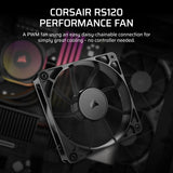 Corsair CO-9050188-WW RS120 120mm PWM Fan Daisy-Chain Connection Low-Noise Magnetic Dome Bearing Single Pack – Black