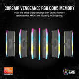 Corsair CMH64GX5M2B6000Z40 VENGEANCE RGB DDR5 64GB (2x32GB) DDR5 6000MHz CL40 AMD Intel XMP iCUE  Computer Memory - Grey