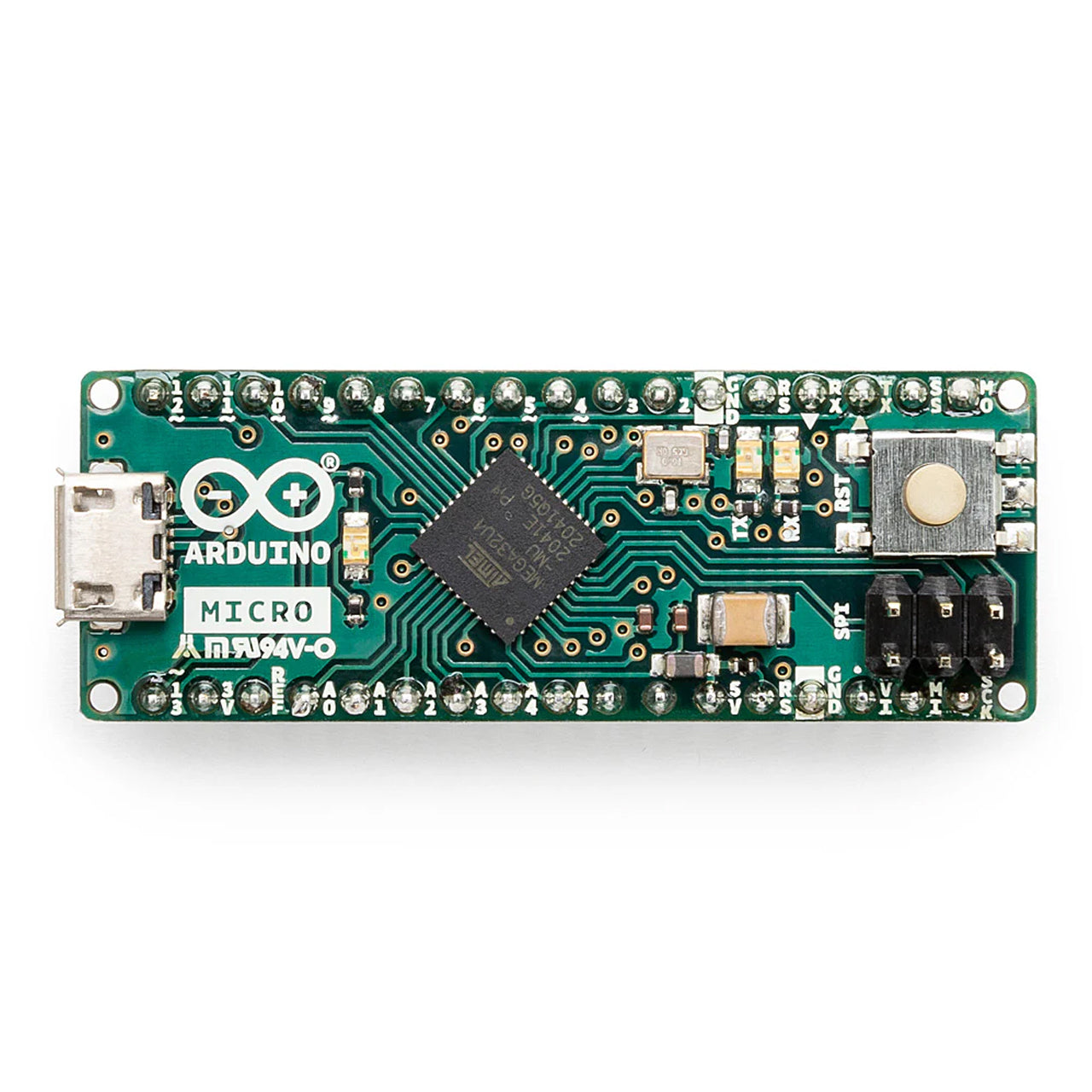 Arduino Micro withmicro USB connection, an ICSP Headers microcontroller board A000053
