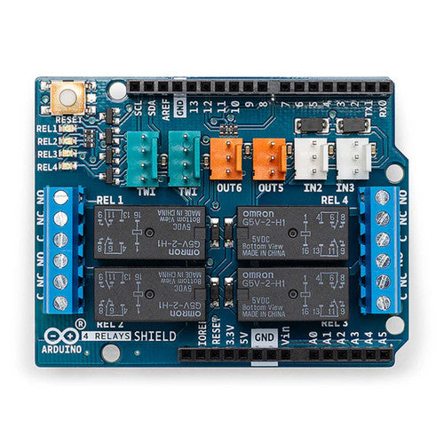 Arduino A000110 4 Relays Shield  allows driving high power loads.