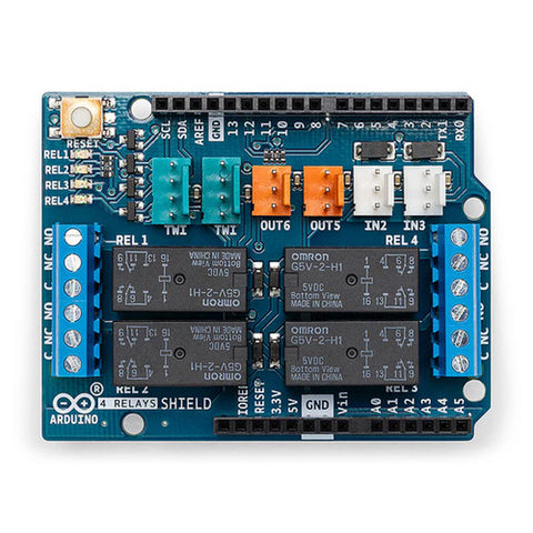 Arduino A000110 4 Relays Shield  allows driving high power loads.