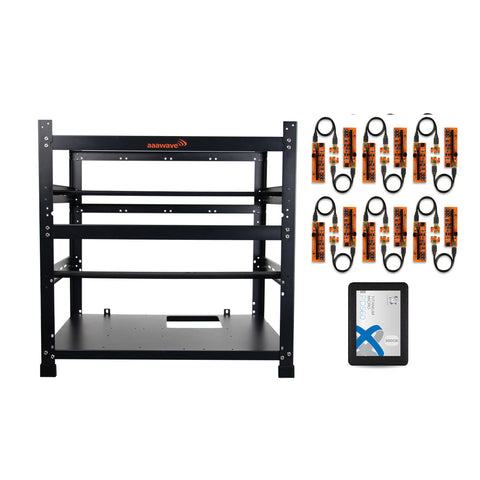 AAAwave 12GPU Mining Rig Frame and 12 x AAAwave PCIe Riser V011 Pro and Titanium Micro PD560 500GB Internal SSD