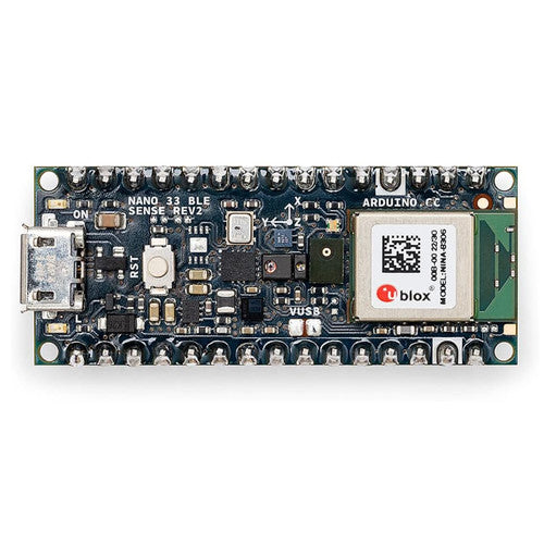 Arduino ABX00070 Nano 33 BLE Sense Rev2 w/ Headers, AI Microcontroller ,Bluetooth, Wearables,Gesture &Voice Recognition
