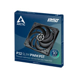 ARCTIC ACFAN00187A P12 Slim PWM PST - 120 mm Case Fan with PWM Sharing Technology (PST), Pressure-optimised, Quiet Motor, Computer, Extra Slim, 300-2100 RPM - Black