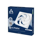 Arctic ACFAN00222A P14 PWM - 140 mm Case Fan with PWM, Pressure-optimised, Very Quiet Motor, Computer, Fan Speed: 200-1700 RPM - White/White