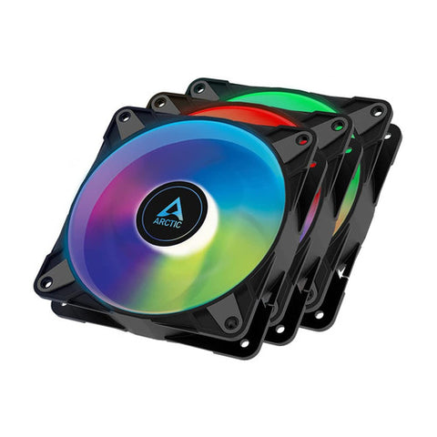 ARCTIC ACFAN00232A P12 PWM PST A-RGB 0dB (3 Pack) - 120 mm PWM case Fan Optimized for Static Pressure, case Fan, semi-Passive: 0-2000 RPM, 5V 3 pin ARGB LED, Single Fan - Black