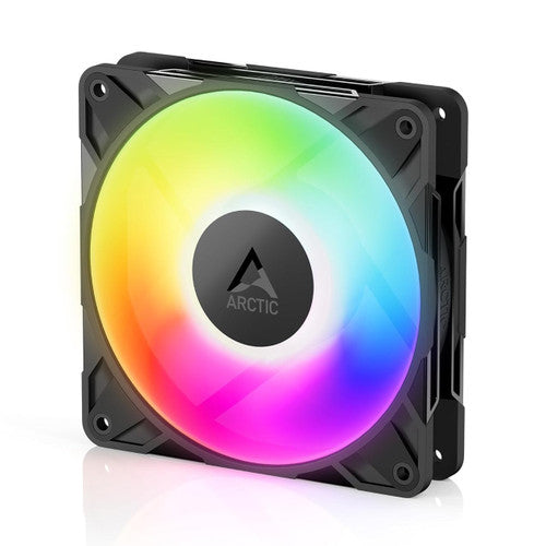 Arctic ACFAN00309A P12 Pro A-RGB Fan 120 mm PWM w/ Y-Cable Splitter 0 RPM<5% PWM, Fluid Dynamic Bearing RGB, 4-Pin - Black