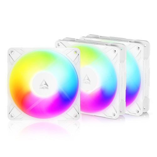 Arctic ACFAN00334A P12 Pro Reverse A-RGB 120mm  Case Fan w/ A-RGB fluid dynamic bearing max 3000 RPM  Pack of 3 (White)