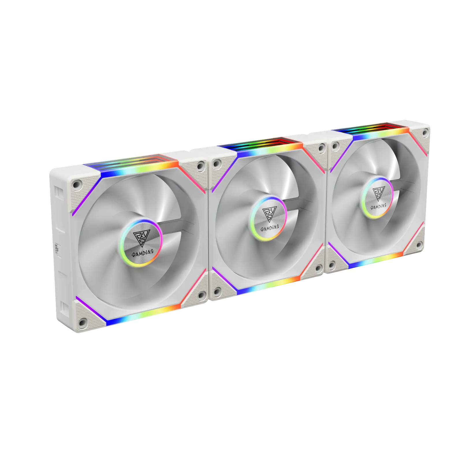 GAMDIAS AEOLUS P2-1203 WH 120mm ARGB PWM Fan (3 Pack, no Hub) Reverse Fan Blade x3  Up to 2400RPM, White
