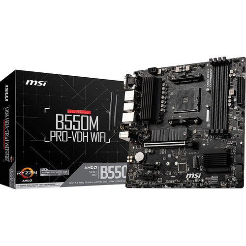 MSI B550M PRO-VDH WiFi ProSeries Motherboard (AMD AM4, DDR4, PCIe 4.0, SATA 6Gb/s, M.2, D-SUB/HDMI/DP, Micro-ATX)