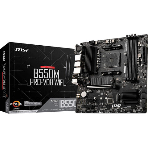 MSI B550M PRO-VDH WiFi ProSeries Motherboard (AMD AM4, DDR4, PCIe 4.0, SATA 6Gb/s, M.2, D-SUB/HDMI/DP, Micro-ATX)