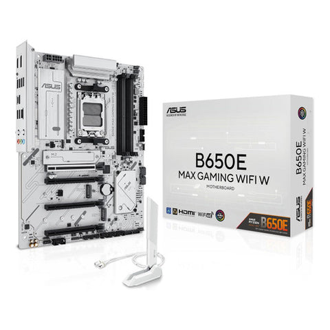 ASUS B650E MAX GAMING WIFI W AM5 ATX Motherboard, White PCB, DDR5, PCIe 5.0, 3X M.2, Wi-Fi 6E, Aura Sync, Advanced AI PC