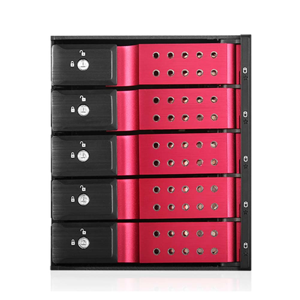 iStarUSA BPN-DE350HD-RED 3x5.25" to 5x3.5" 12Gb/s Cage Red