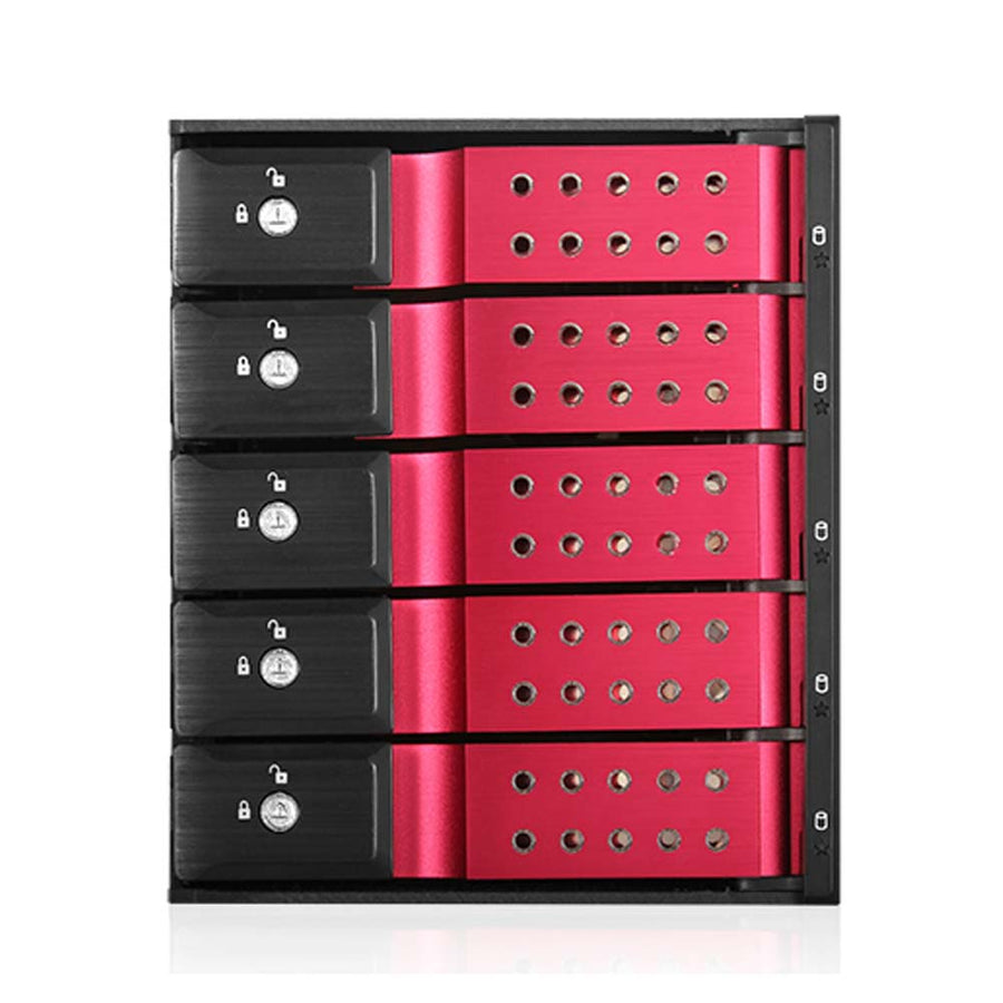 iStarUSA BPN-DE350HD-RED 3x5.25" to 5x3.5" 12Gb/s Cage Red