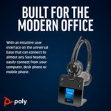 Poly Savi 8420 Office Headset Teams Stereo Wireless Bluetooth/DECT 590.6 ft On-ear Noise Cancelling 8L7F5AA#ABA