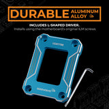 AAAwave LGA1700 CPU Contact Frame, Anti-Bending Fixing Bracket for Intel 12th/13th/14th Gen, Even Pressure CPU Guard, Aluminum Alloy Blue Contact Frame with Screwdriver - Blue
