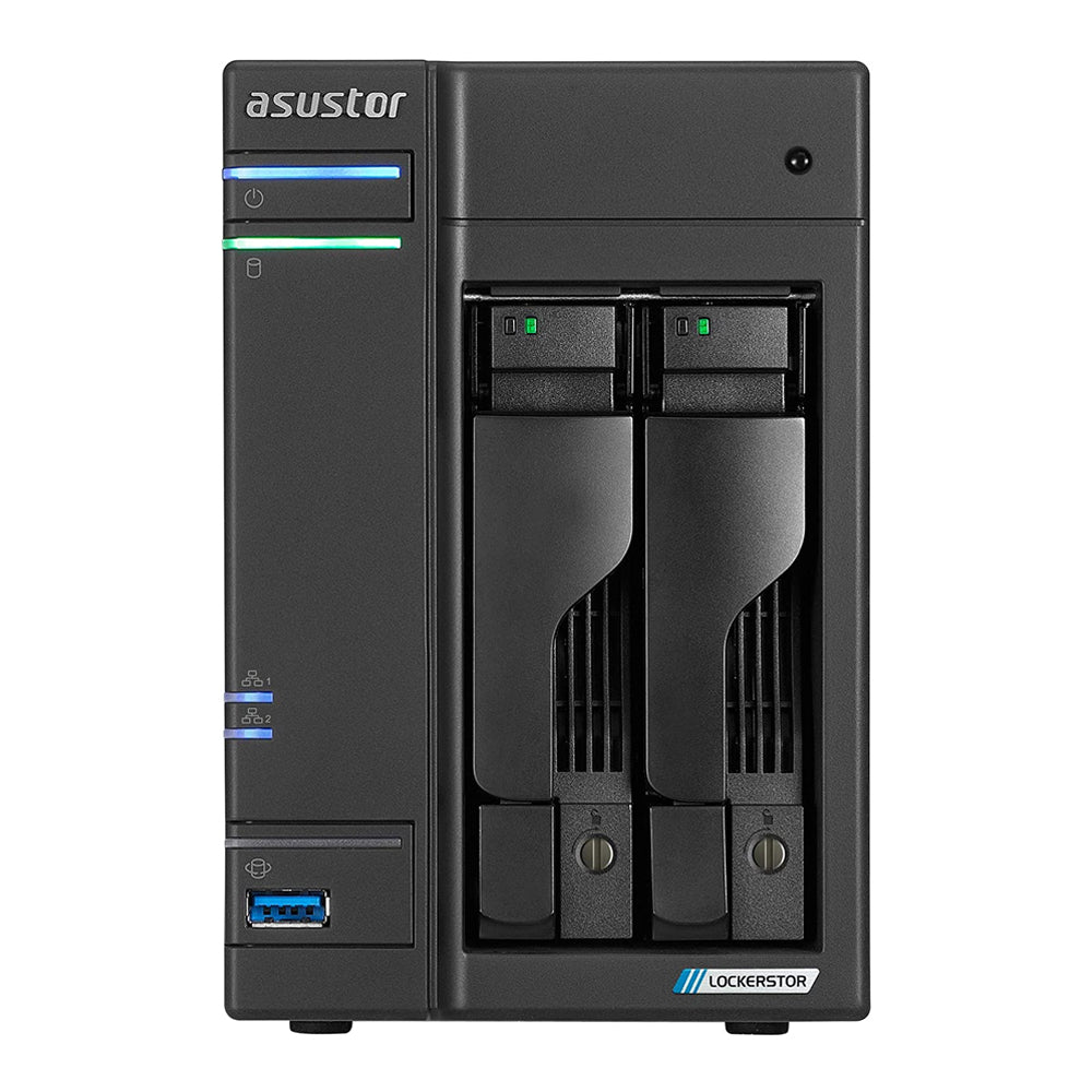Asustor AS6702T LOCKERSTOR 2 Gen2, Small Business 2-Bays NAS, Quad-Core CPU, Dual 2.5/10GbE Port, 4GB DDR4 RAM, Network Attached Storage (Diskless)