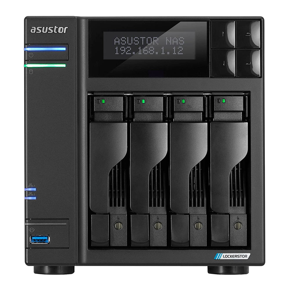 Asustor AS6704T LOCKERSTOR 4 Gen2, Small Business 4-Bays NAS, Quad-Core CPU, Dual 2.5/10GbE Port, 4GB DDR4 RAM, Network Attached Storage (Diskless)