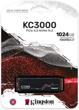 Kingston SKC3000S/1024G KC3000 1024GB PCIe 4.0 NVMe M.2 SSD - High-Performance Storage for Desktop and Laptop PCs
