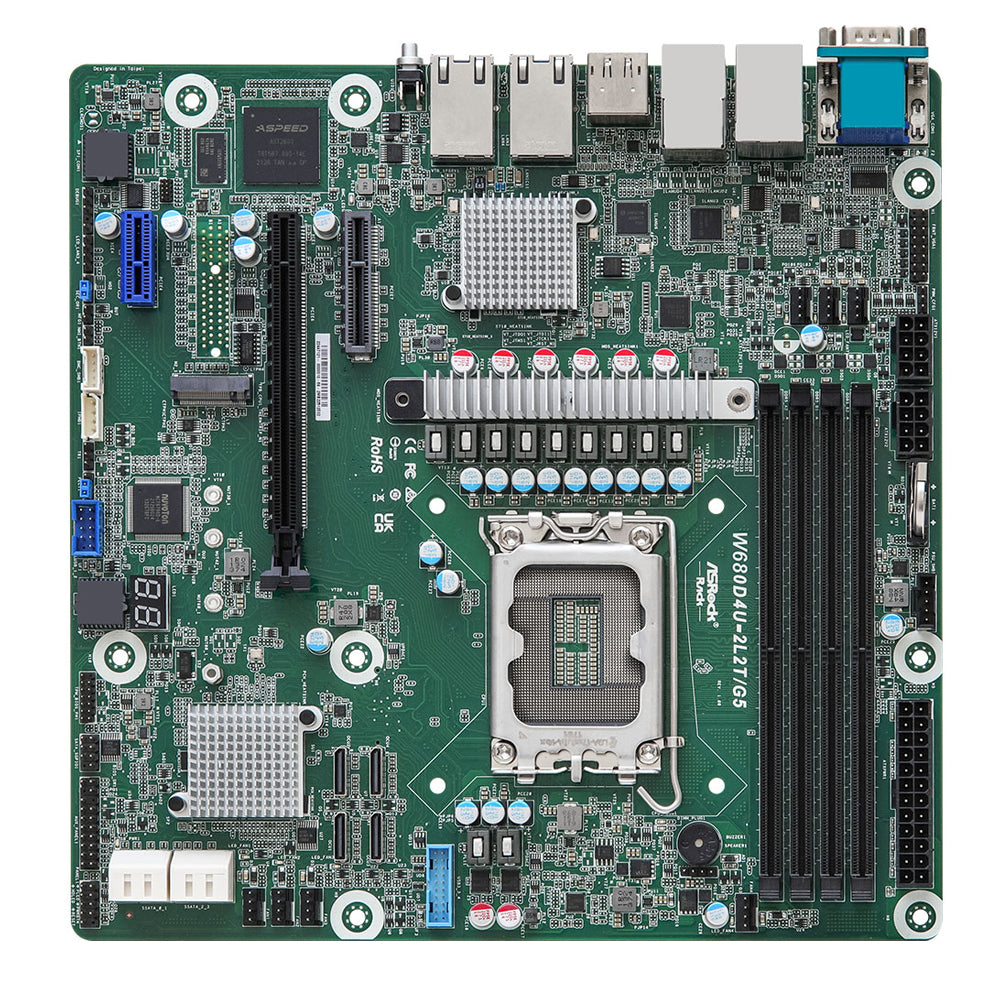 ASRock Rack W680D4U-2L2T/G5  HDMI, 32GB, DDR5, 8 SATA 6Gb/s, LGA 1700 Micro ATX Server Motherboard