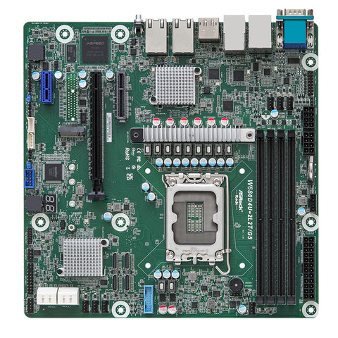 ASRock Rack W680D4U-2L2T/G5  HDMI, 32GB, DDR5, 8 SATA 6Gb/s, LGA 1700 Micro ATX Server Motherboard