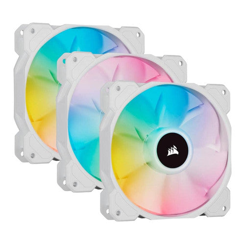 Corsair iCUE SP120 RGB ELITE Performance 120mm PWM Triple Fan Kit w/ iCUE Lighting Node CORE (White) CO-9050137-WW