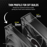 Corsair CO-9050162-WW iCUE AF120 RGB SLIM 120mm PWM Fluid Dynamic Bearing Fan — Black Single Pack