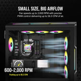 Corsair CO-9050162-WW iCUE AF120 RGB SLIM 120mm PWM Fluid Dynamic Bearing Fan — Black Single Pack