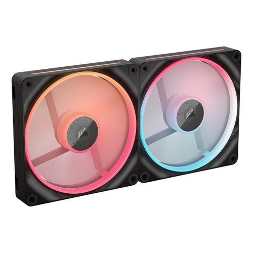 Corsair CO-9051052-WW iCUE Link LX140-R RGB 140mm PWM Reverse Dual Fan Kit Magnetic Dome Bearing, Dual Light Loops,Black