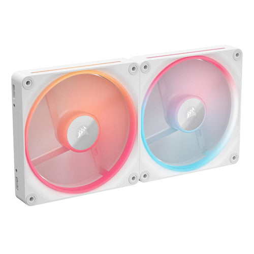 Corsair CO-9051056-WW iCUE Link LX140-R RGB 140mm PWM Reverse Dual Fan Kit Magnetic Dome Bearing, Dual Light Loops,White