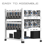 AAAwave 12GPU Open Frame Mining Rig Frame Chassis (White) with 8 packs of  P12 PWM 120 mm Fans (White)