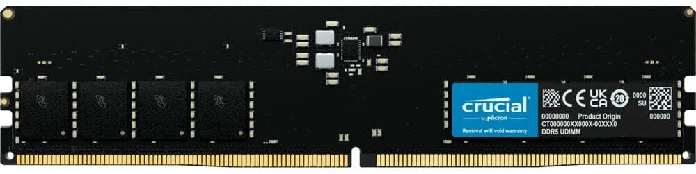 Crucial 16GB DDR5 4800 PC5-38400 CL40 Single Channel Desktop Memory Module (Black) CT16G48C40U5
