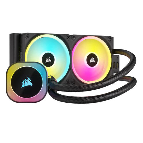 Corsair CW-9061001-WW iCUE Link H100i Liquid CPU Cooler 240mm AIO QX120 RGB Fans Fits Intel LGA 1700, AMD AM5 - Black
