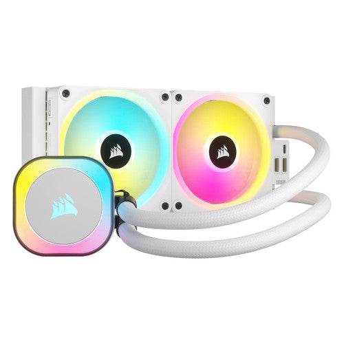 Corsair iCUE Link H100i  Liquid CPU Cooler 240mm AIO QX120 RGB Fans Fits Intel LGA 1700, AMD AM5 (White) CW-9061005-WW