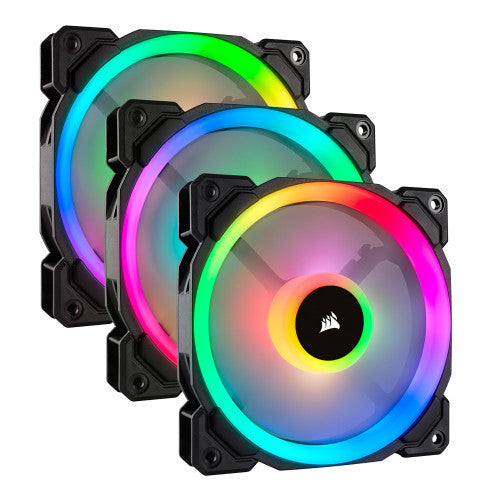 Refurbished Corsair LL Series LL120 RGB 120mm Dual Light Loop LED PWM fan 3 Pack (Black) CO-9050072-WW/RF