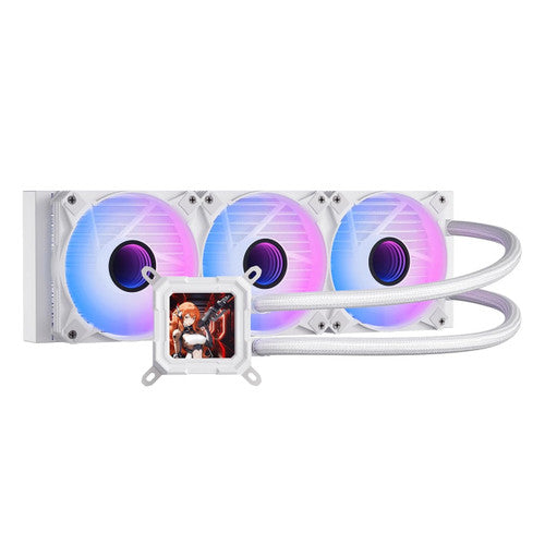 DarkFlash DF-DV360S-WH Liquid CPU Cooler LCD Screen ARGB PWM Radiator Aio Compatible w/Intel 1851/1700,AMD AM4/AM5 White