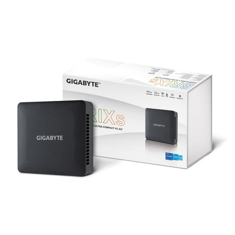 Gigabyte Intel Core i5-1335U Processor, 2 x HDMI 2.1, 2 x USB Type C with DP, Mini-PC Tall Barebone, Black GB-BRi5H-1335