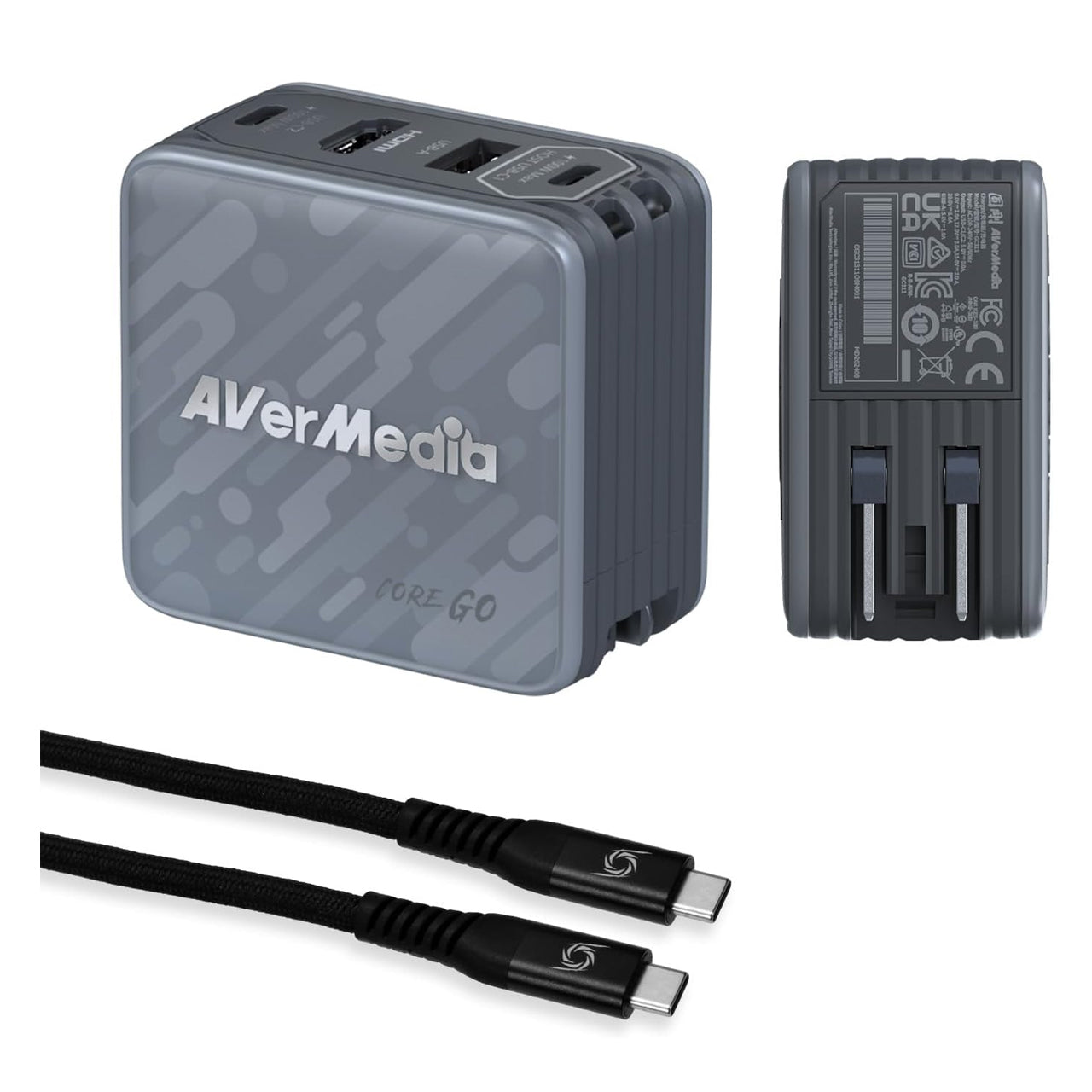AverMedia Core Go Portable Charger Steam Deck Dock, Fast Charging USB C Hub, Compatible w/ iPhone, iPad, Laptop, PC Gaming (BLACK) GC313BLACK
