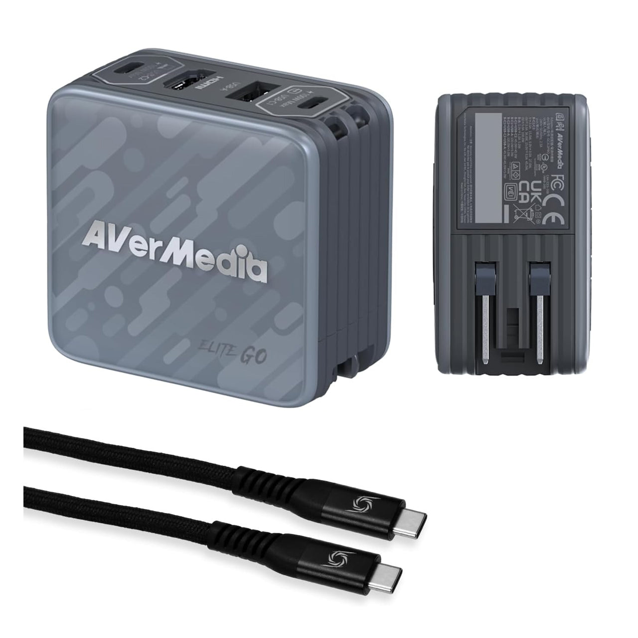 AverMedia Elite Go Capture Card for Streaming Portable Charger Fast Charging USB C, TV Docking Station Compatible wi/ iPhone, iPad, Laptop (BLACK) GC313ProBLACK