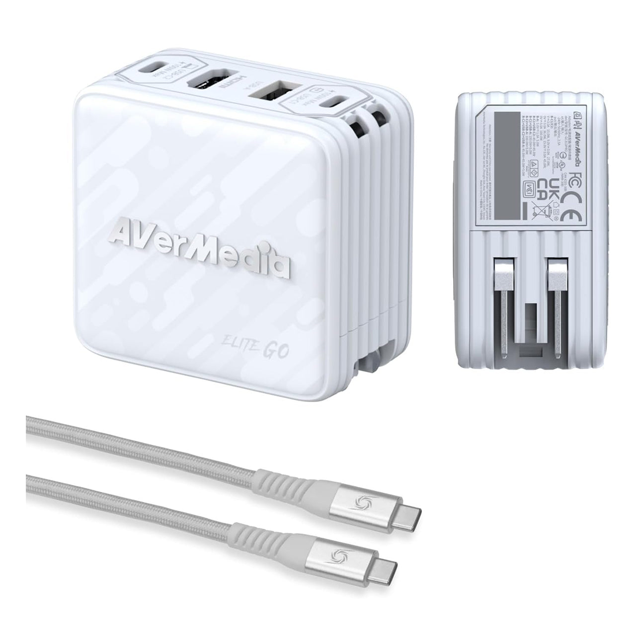AverMedia Elite Go Capture Card for Streaming Portable Charger Fast Charging USB C, TV Docking Station Compatible wi/ iPhone, iPad, Laptop (WHITE) GC313ProWHITE