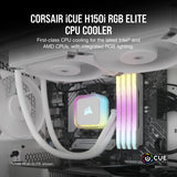 Corsair H150i Liquid CPU Cooler 360mm AIO RGB Elite PWM Fans Intel LGA 1700, 1200, 2066, AMD, AM5, AM4 (White) CW-9060079-WW