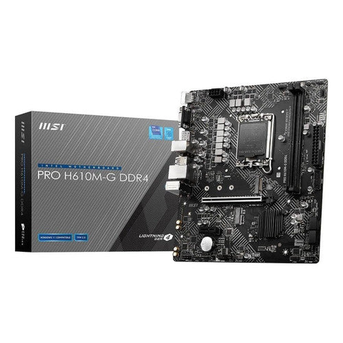 MSI PRO H610M-G DDR4 Motherboard (12th/13th/14th Gen Intel Core, LGA 1700 Socket, DDR4, PCIe 4, SATA 6Gb/s, mATX)