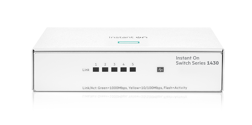 HPE Networking Instant On 1430 5-Port Gb Unmanaged Layer 2 Ethernet Switch | 5X 1G | Fan-Less | US Cord | R8R44A#ABA