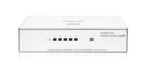 HPE Networking Instant On 1430 5-Port Gb Unmanaged Layer 2 Ethernet Switch | 5X 1G | Fan-Less | US Cord | R8R44A#ABA