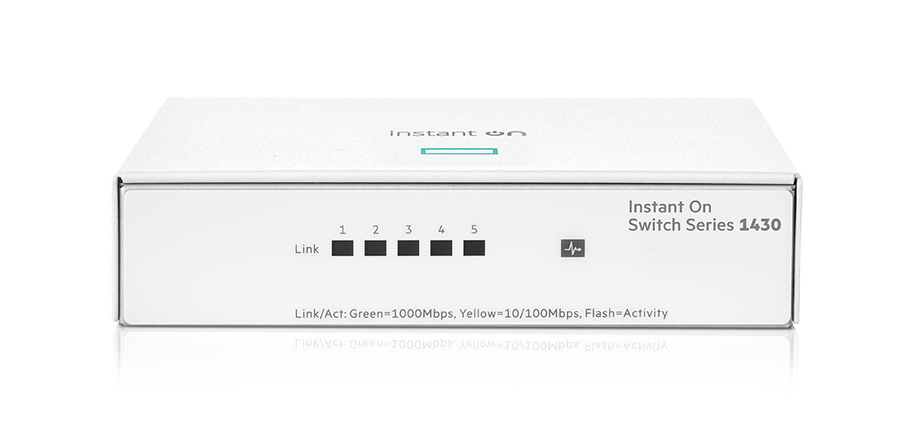 HPE Networking Instant On 1430 5-Port Gb Unmanaged Layer 2 Ethernet Switch | 5X 1G | Fan-Less | US Cord | R8R44A#ABA